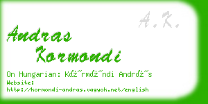 andras kormondi business card